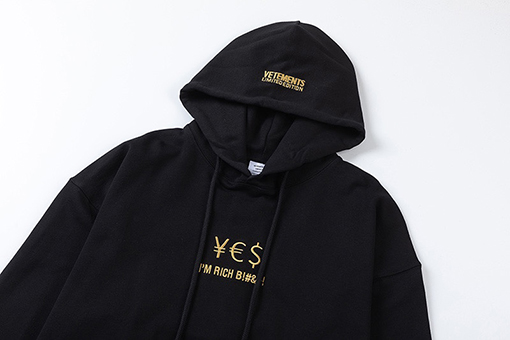ヴェトモン パーカーVETEMENTS スーパーコピー I'm rich 刺繍ロゴ