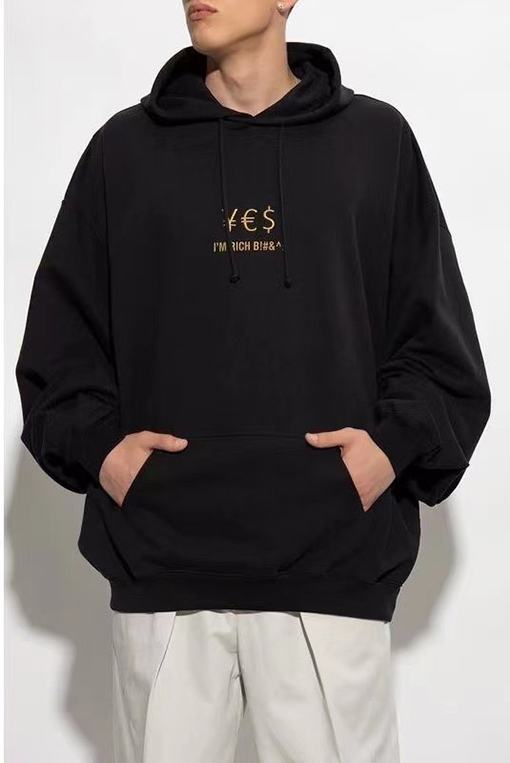 ヴェトモン パーカーVETEMENTS スーパーコピー I'm rich 刺繍ロゴ