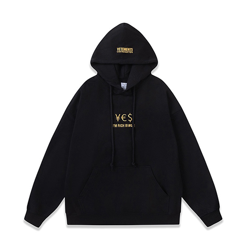 ヴェトモン パーカーVETEMENTS スーパーコピー I'm rich 刺繍ロゴ