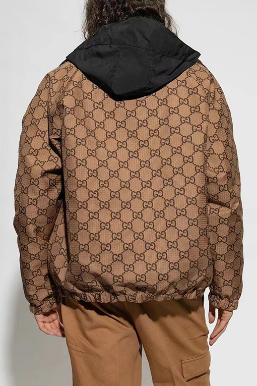 グッチ ジャケットスーパーコピー GUCCI ダブルGウェーブテープの両面着用可能なフードジャケット