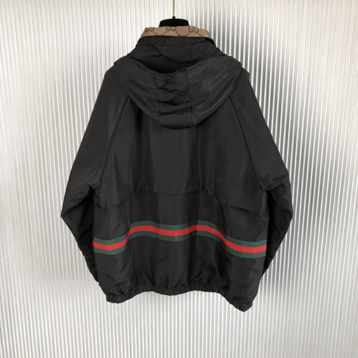 グッチ ジャケットスーパーコピー GUCCI ダブルGウェーブテープの両面着用可能なフードジャケット