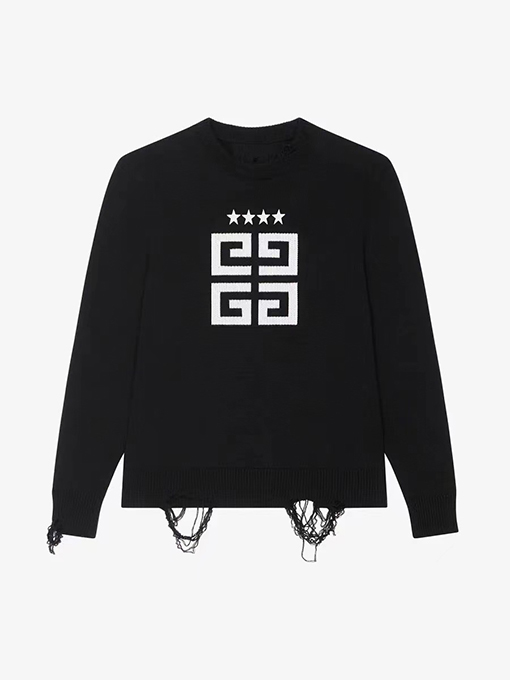 ジバンシイ セータースーパーコピー GIVENCHY カジュアルな大文字の4Gと五角星デザインの刺繍入り長袖ウールセーター