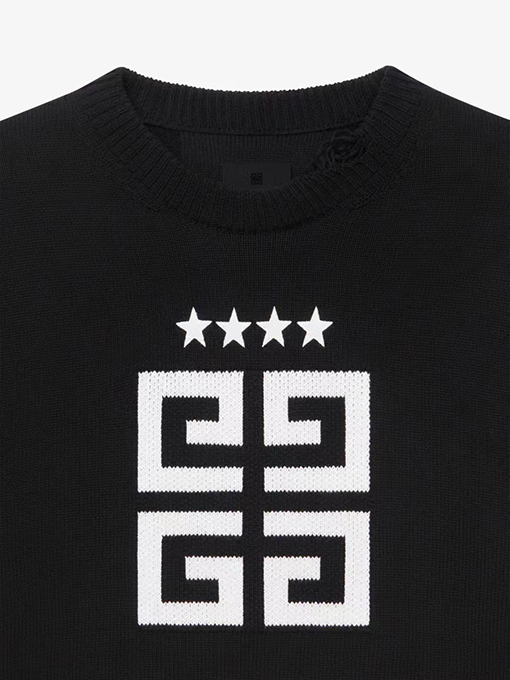 ジバンシイ セータースーパーコピー GIVENCHY カジュアルな大文字の4Gと五角星デザインの刺繍入り長袖ウールセーター