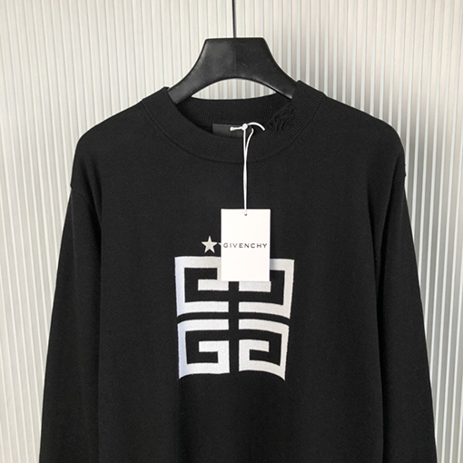 ジバンシイ セータースーパーコピー GIVENCHY カジュアルな大文字の4Gと五角星デザインの刺繍入り長袖ウールセーター