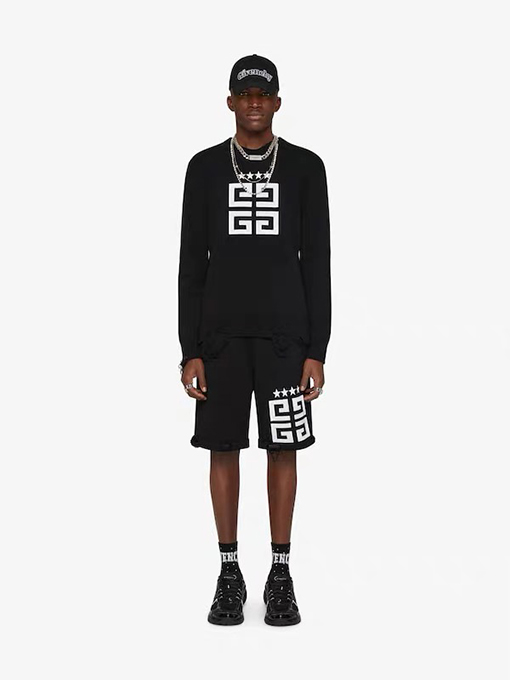 ジバンシイ セータースーパーコピー GIVENCHY カジュアルな大文字の4Gと五角星デザインの刺繍入り長袖ウールセーター
