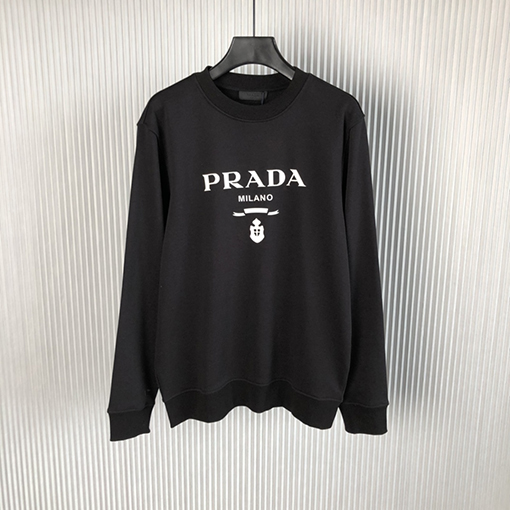 プラダ スウェットシャツスーパーコピー  PRADA 三角形のロゴ入りラウンドネック長袖スウェットシャツ