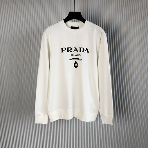 プラダ スウェットシャツスーパーコピー  PRADA 三角形のロゴ入りラウンドネック長袖スウェットシャツ