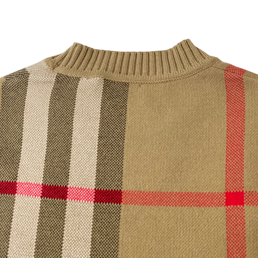 バーバリー セーター スーパーコピー BURBERRY チェック模様のラウンドネックセーター