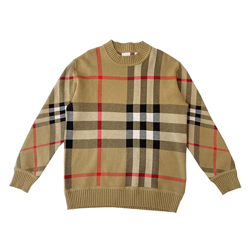 バーバリー セーター スーパーコピー BURBERRY チェック模様のラウンドネックセーター