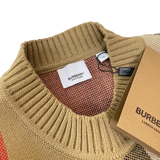 バーバリー セーター スーパーコピー BURBERRY チェック模様のラウンドネックセーター