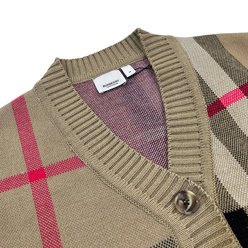 バーバリー チェックカーディガン スーパーコピー BURBERRY ウールとアクリルの混合素材