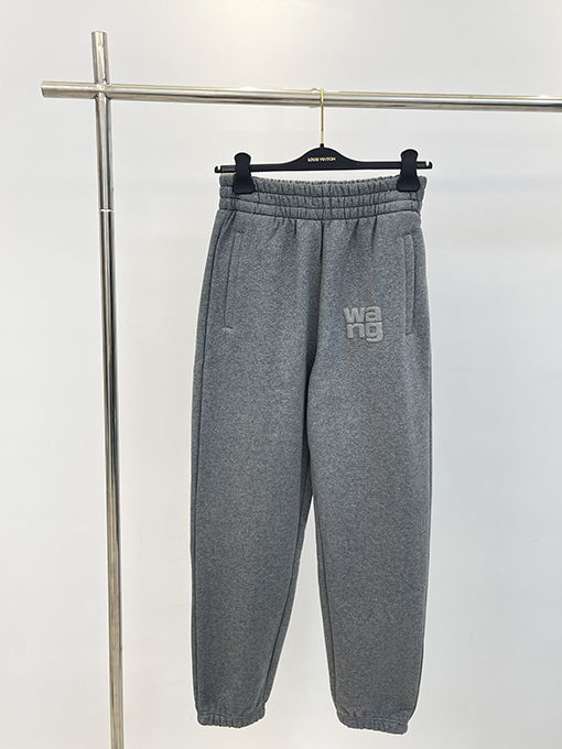 アレキサンダーワン スウェットパンツ スーパーコピー Alexander Wangシルバースパークル文字プリントのカジュアルスポーツエラスティックパンツ