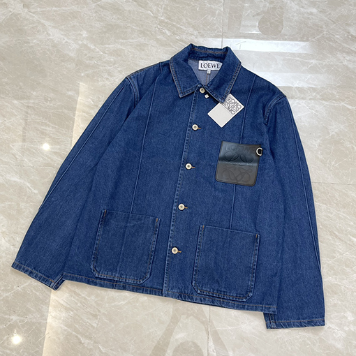 ロエベ デニムジャケット LOEWEスーパーコピー レザーポケットのデニムジャケット