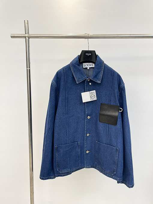 ロエベ デニムジャケット LOEWEスーパーコピー レザーポケットのデニムジャケット