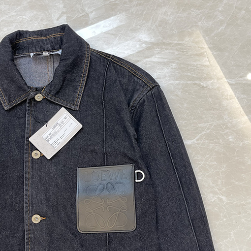 ロエベ デニムジャケット LOEWEスーパーコピー レザーポケットのデニムジャケット