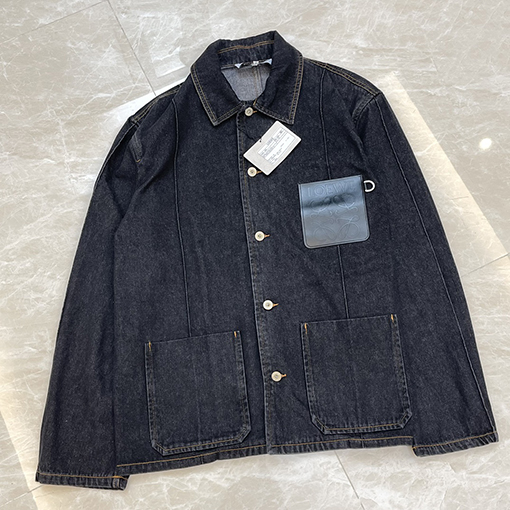 ロエベ デニムジャケット LOEWEスーパーコピー レザーポケットのデニムジャケット