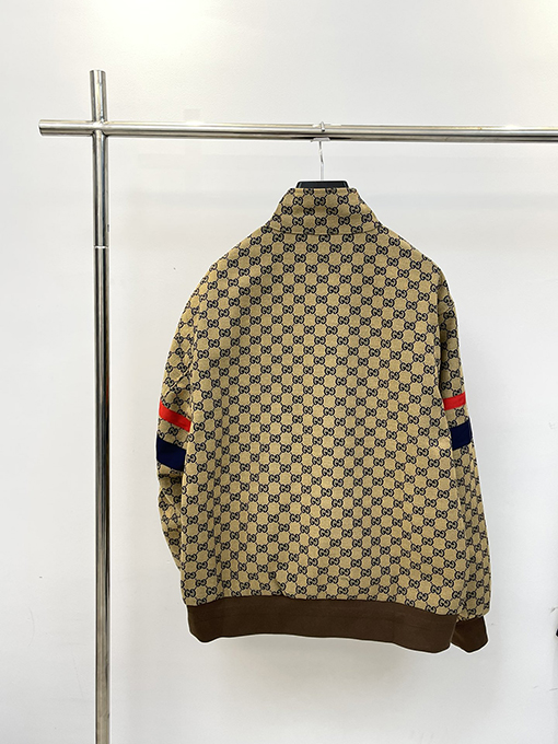 グッチ ジャケットスーパーコピー GUCCIダブルGジャカード·配色·ストライプジャケットコートとパッチワークストライプのジャケット