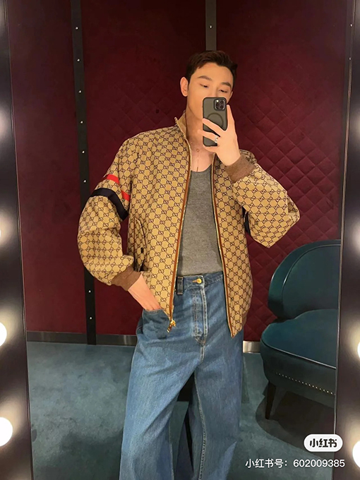 グッチ ジャケットスーパーコピー GUCCIダブルGジャカード·配色·ストライプジャケットコートとパッチワークストライプのジャケット