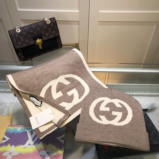 グッチ マフラースーパーコピー GUCCI ウールとカシミアのセットシリーズ 帽子＋マフラーのセット