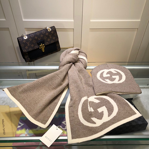 グッチ マフラースーパーコピー GUCCI ウールとカシミアのセットシリーズ 帽子＋マフラーのセット