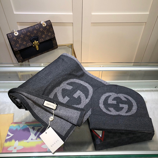 グッチ マフラースーパーコピー GUCCI ウールとカシミアのセットシリーズ 帽子＋マフラーのセット