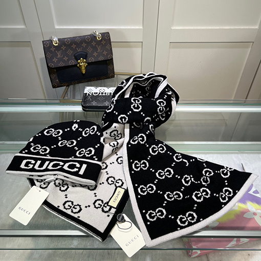 グッチ マフラーセット コピー GUCCI  クラシックなセット帽子！帽子＋スカーフ - 羊毛とウサギ毛の高品質！