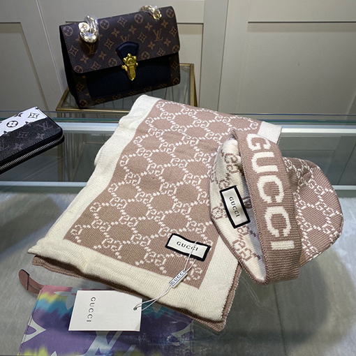グッチ マフラーセット コピー GUCCI   羊毛とウサギ毛の暖かさ！帽子＋スカーフの最高品質セット