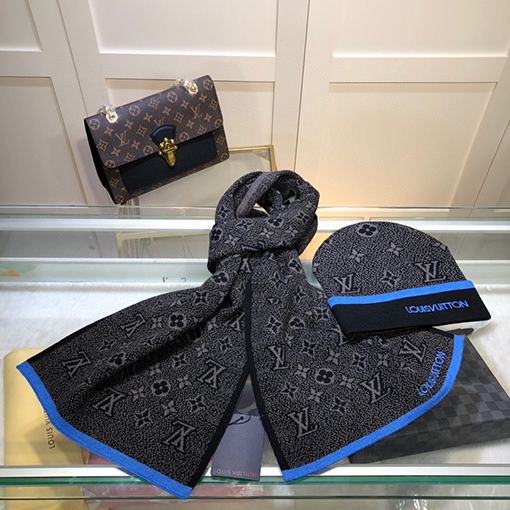 ヴィトン  マフラーセット コピー Louis Vuitton ハイエンドなウールとカシミアのセットシンプルで洗練されたスタイル