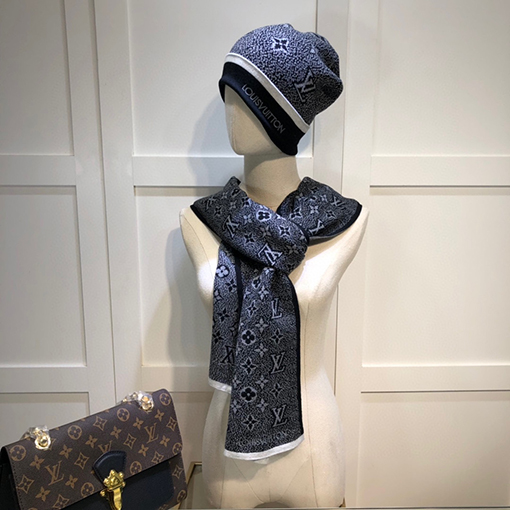 ヴィトン  マフラーセット コピー Louis Vuitton ハイエンドなウールとカシミアのセットシンプルで洗練されたスタイル