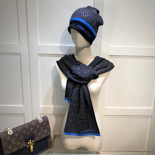 ヴィトン  マフラーセット コピー Louis Vuitton ハイエンドなウールとカシミアのセットシンプルで洗練されたスタイル