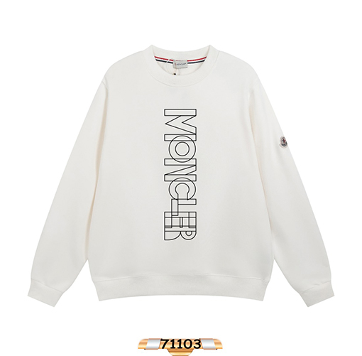 モンクレール スウェットTシャツ プリントデザインがアクセントのラウンドネックスウェットTシャツ - クリエイティブなスタイル