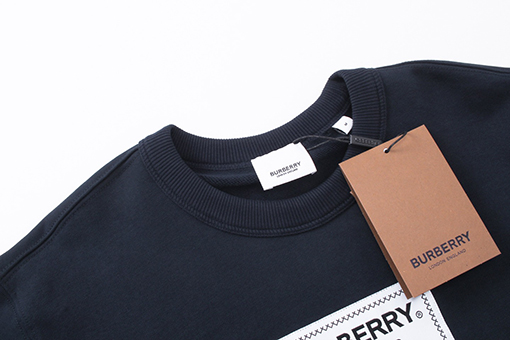 バーバリー スウェット長袖 Tシャツ スーパーコピー BURBERRYロゴプリント入りルーズフィットスポーツシャツ - カップル向け2色
