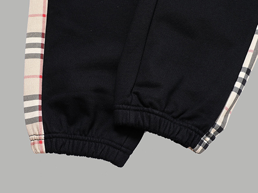 バーバリースウェットパンツ スーパーコピー BURBERRY サイドストライプとチェック柄のカジュアルロングパンツ