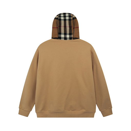 バーバリー ジャケット アウター BURBERRY チェック柄のコットンブレンドジップアップフード付きアウター