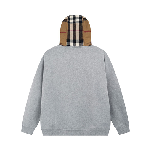 バーバリー ジャケット アウター BURBERRY チェック柄のコットンブレンドジップアップフード付きアウター