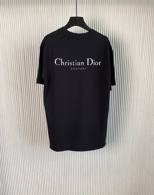 ディオール半袖Tシャツスーパーコピー DIORダメージ加工とプリントのショートスリーブ