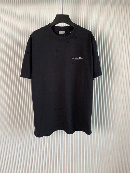 ディオール半袖Tシャツスーパーコピー DIORダメージ加工とプリントのショートスリーブ
