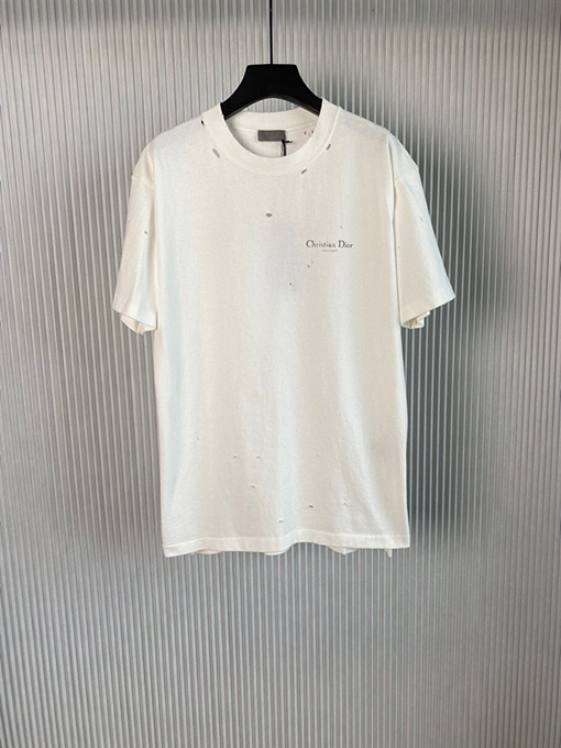ディオール半袖Tシャツスーパーコピー DIORダメージ加工とプリントのショートスリーブ