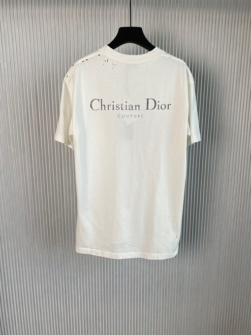 ディオール半袖Tシャツスーパーコピー DIORダメージ加工とプリントのショートスリーブ