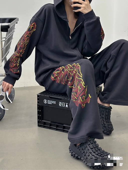 バレンシアガ  スウェットパンツ スーパーコピー ヴィンテージウォッシュ風ロングパンツ - 2024年春季限定コレクション