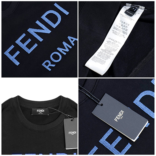 フェンディスウェット Tシャツ FENDIスーパーコピー ロゴ刺繍入り 男女兼用 ラウンドネックスウェット
