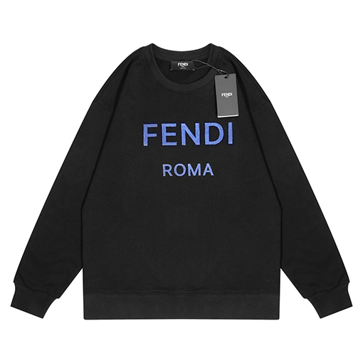 フェンディスウェット Tシャツ FENDIスーパーコピー ロゴ刺繍入り 男女兼用 ラウンドネックスウェット
