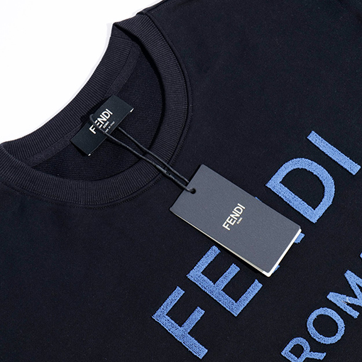 フェンディスウェット Tシャツ FENDIスーパーコピー ロゴ刺繍入り 男女兼用 ラウンドネックスウェット