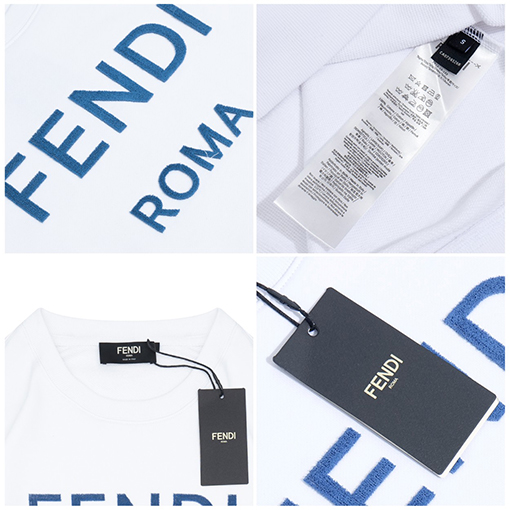 フェンディスウェット Tシャツ  FENDIスーパーコピー ロゴ刺繍入り 男女兼用 ラウンドネックスウェット