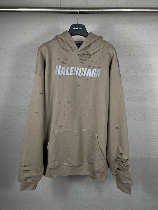 バレンシアガ パーカー BALENCIAGA スーパーコピー アートデザインの裂け目と裏地付きフード付きスウェット