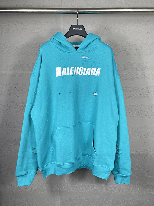 バレンシアガ パーカー BALENCIAGA スーパーコピー アートデザインの裂け目と裏地付きフード付きスウェット