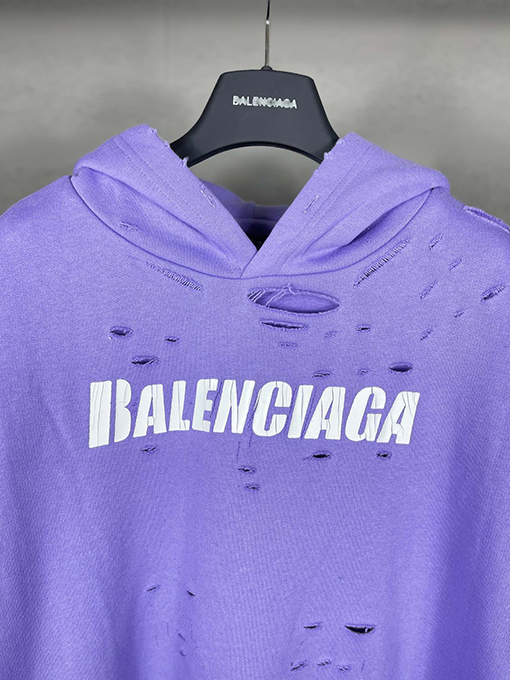 バレンシアガ パーカー BALENCIAGA スーパーコピー アートデザインの裂け目と裏地付きフード付きスウェット