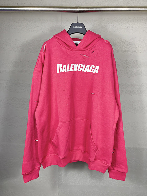 バレンシアガ パーカー BALENCIAGA スーパーコピー アートデザインの裂け目と裏地付きフード付きスウェット