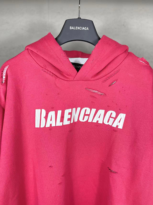 バレンシアガ パーカー BALENCIAGA スーパーコピー アートデザインの裂け目と裏地付きフード付きスウェット