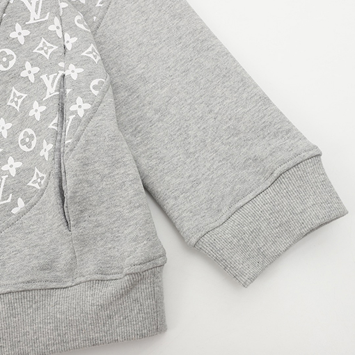 ルイヴィトンパーカー スーパーコピー モノグラムフルプリントのパッチワークフードつきスウェット
